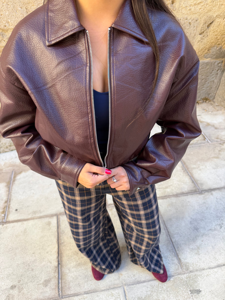 Veste simili cuir - Bordeaux